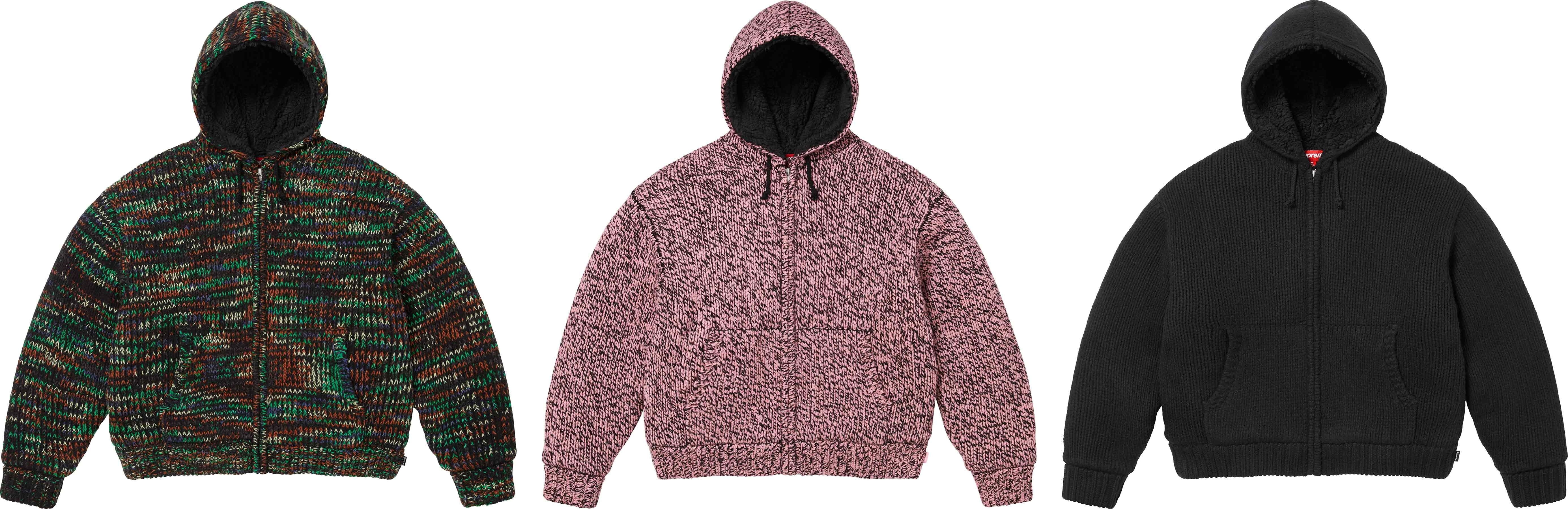 Faux Shearling Lined Zip Up Hooded Sweater